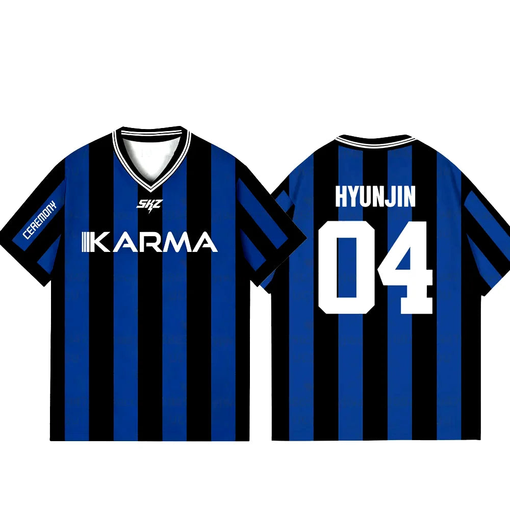 2025 KPOP Stay KARMA Album Fans Support Shirts FELIX BANGCHAN HYUNJIN Streetwear Loose Clothes Tshirt Short Sleeve Tops T-shirt | Color:7