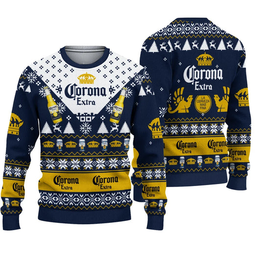 2025 New CORONA EXTRA Christmas Gift Ugly Sweater Hot Selling Merry Christmas Fashion 3D Printed Oversized O-neck Pullover shirt | 1