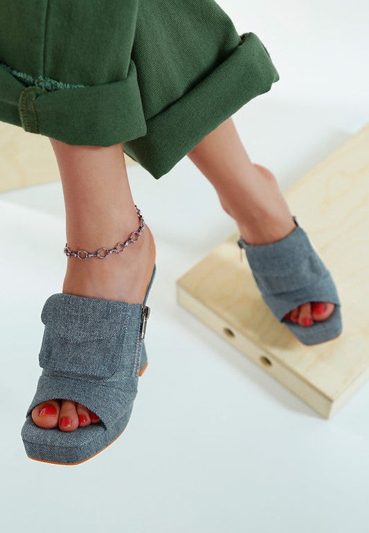 Celidih Denim Pouch Detail Sandals