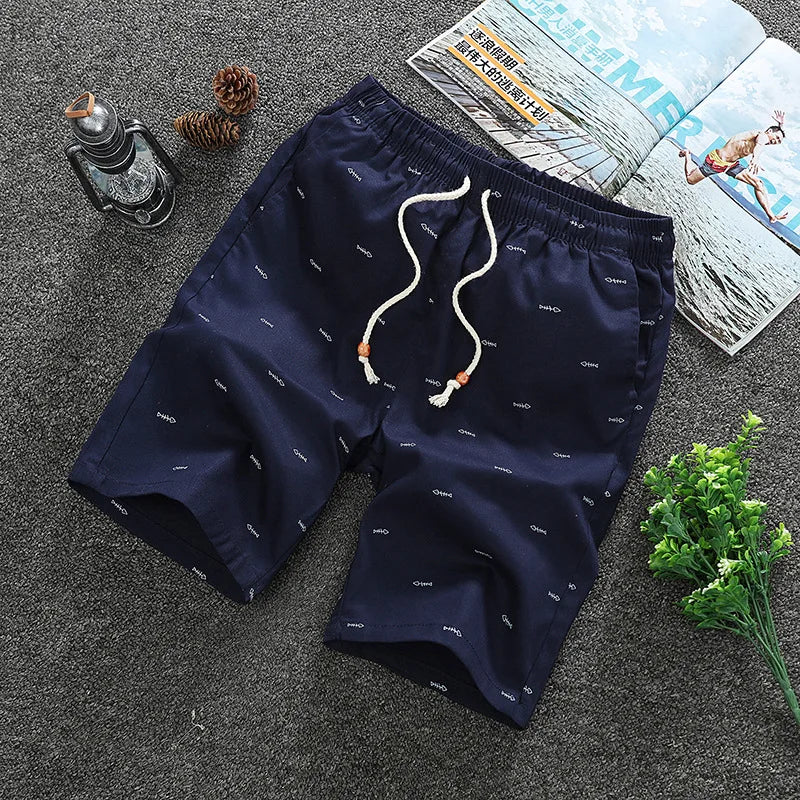 2023 Summer Outdoor New Breathable Casual Beach Shorts Loose  Fashion Exercise Gym Running Shorts Men Cotton Streetwear Jogger | Color:Blue