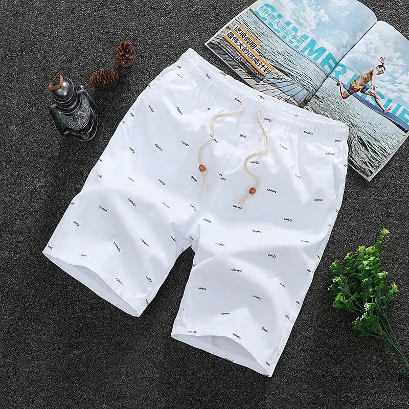 2023 Summer Outdoor New Breathable Casual Beach Shorts Loose  Fashion Exercise Gym Running Shorts Men Cotton Streetwear Jogger | Color:WHITE