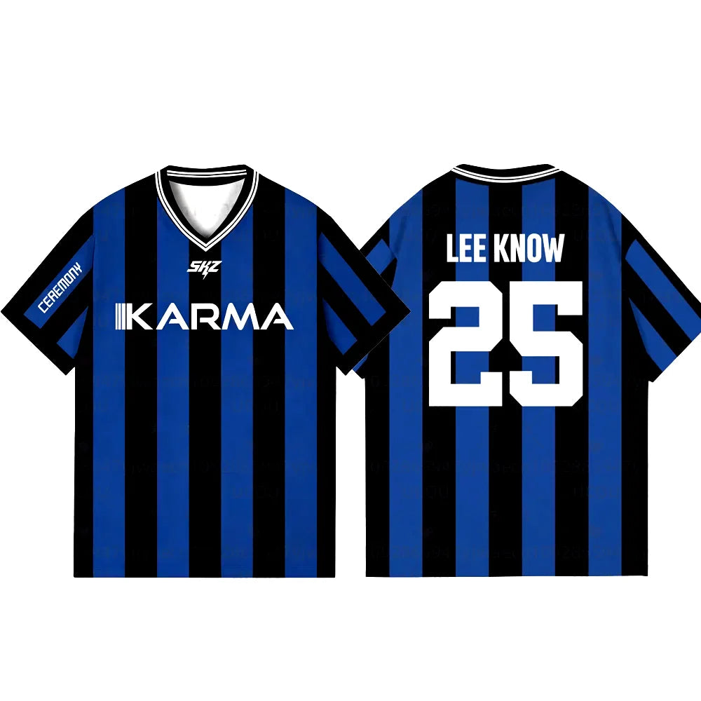 2025 KPOP Stay KARMA Album Fans Support Shirts FELIX BANGCHAN HYUNJIN Streetwear Loose Clothes Tshirt Short Sleeve Tops T-shirt | Color:6