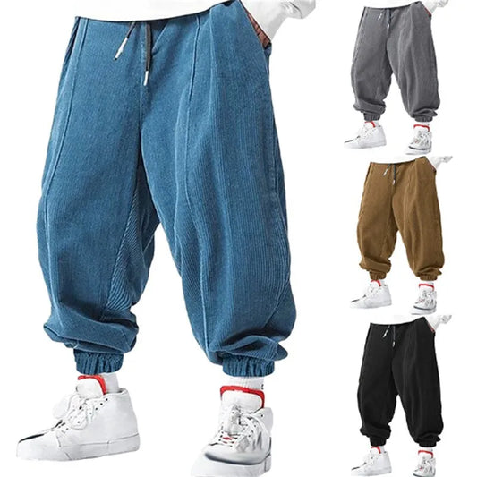 Fall Men's Casual Loose Drawstring Pants - Fashion High-End Hip-Hop Style Premium Corduroy - Trendy Cuffed Pants | 0