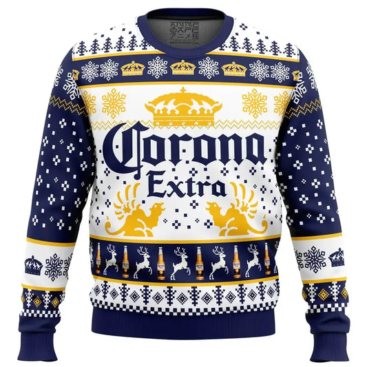 2025 New CORONA EXTRA Christmas Gift Ugly Sweater Hot Selling Merry Christmas Fashion 3D Printed Oversized O-neck Pullover shirt | 0