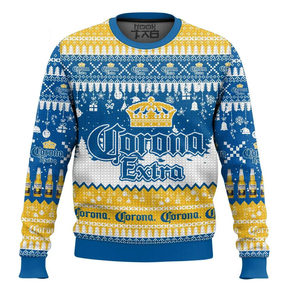2025 New CORONA EXTRA Christmas Gift Ugly Sweater Hot Selling Merry Christmas Fashion 3D Printed Oversized O-neck Pullover shirt | 4