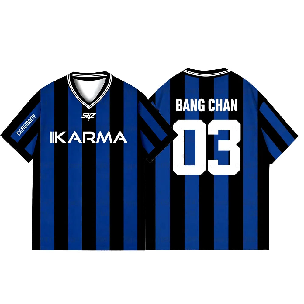 2025 KPOP Stay KARMA Album Fans Support Shirts FELIX BANGCHAN HYUNJIN Streetwear Loose Clothes Tshirt Short Sleeve Tops T-shirt | 5