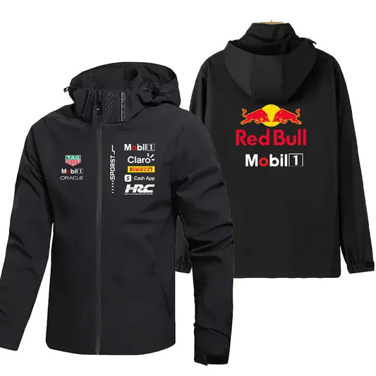 Men's Red Bull Logo Racing Jacket Trendy Casual Loose Motorcycle Jacket Outdoor Sport Oversized Custom Top Racing Team Clothing | 0