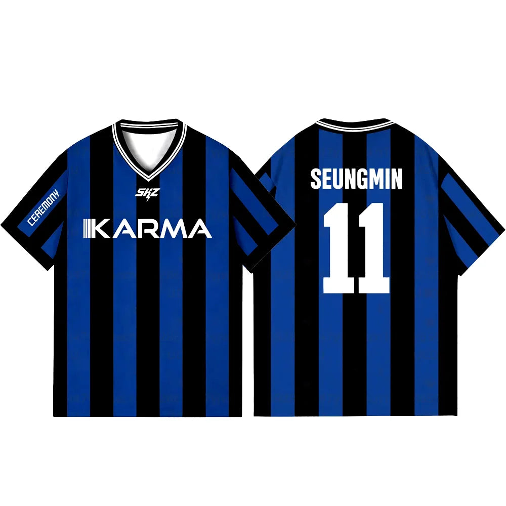 2025 KPOP Stay KARMA Album Fans Support Shirts FELIX BANGCHAN HYUNJIN Streetwear Loose Clothes Tshirt Short Sleeve Tops T-shirt | 2