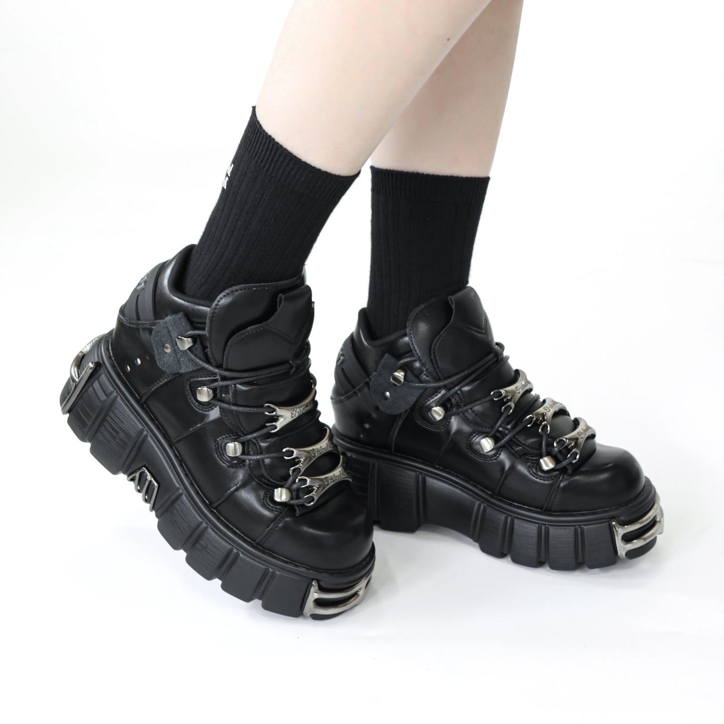 2025 New Brand Punk Style Women Shoes Lace-up heel height 6CM Platform Shoes Woman Rock Boots Metal Decor Woman Sneakers | 2